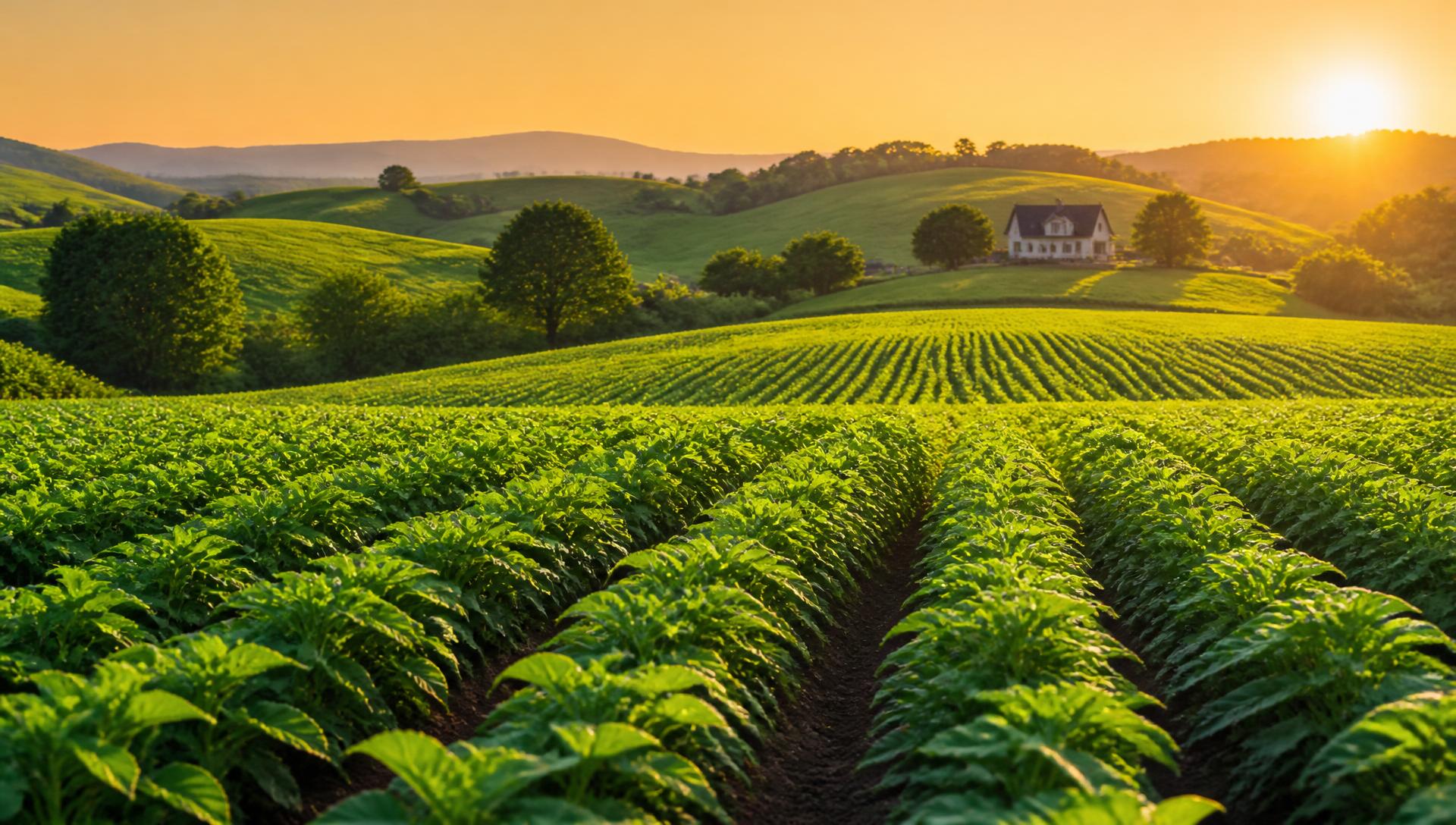Farm field at golden hour